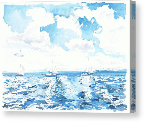 Three Sailboats and the Camden Hills - Canvas Print